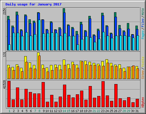 Daily usage for January 2017